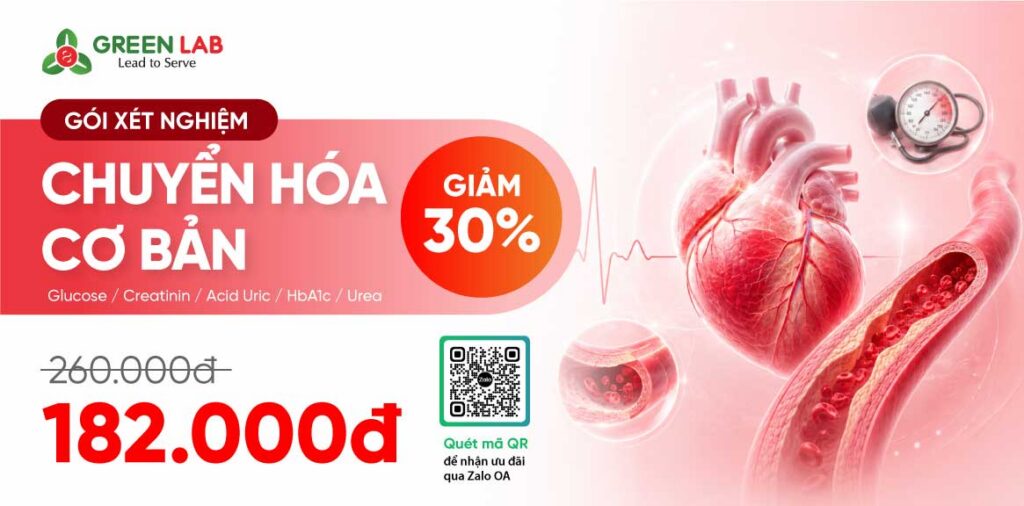 Gói xét nghiệm Chuyển hóa cơ bản tại Green Lab: 5 xét nghiệm hỗ trợ theo dõi, ưu đãi còn 182.000đ